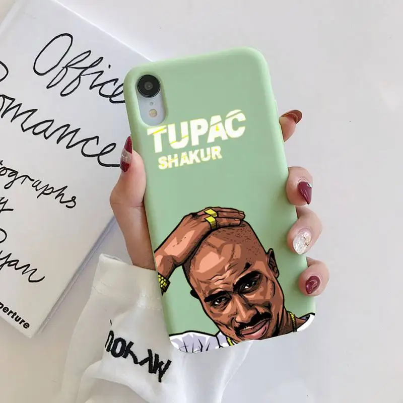 

Rapper 2pac singer Tupac Original Liquid Silicone Phone Case For iphone 11 Pro Max X XS Max XR Shell For iPhone 7 8 6 6S Plus