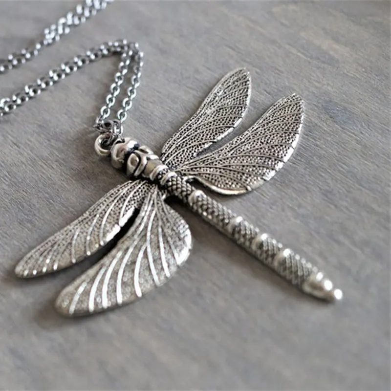 Large Dragonfly Pendant Long Chain Necklace Boho  Long Necklace Good Luck Butterfly Necklace  Necklaces for Women