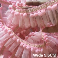 5 5cm wide luxury 3d tassel lace applique embroidery ribbon pompom trim garment dresses princess skirts sewing guipure decor