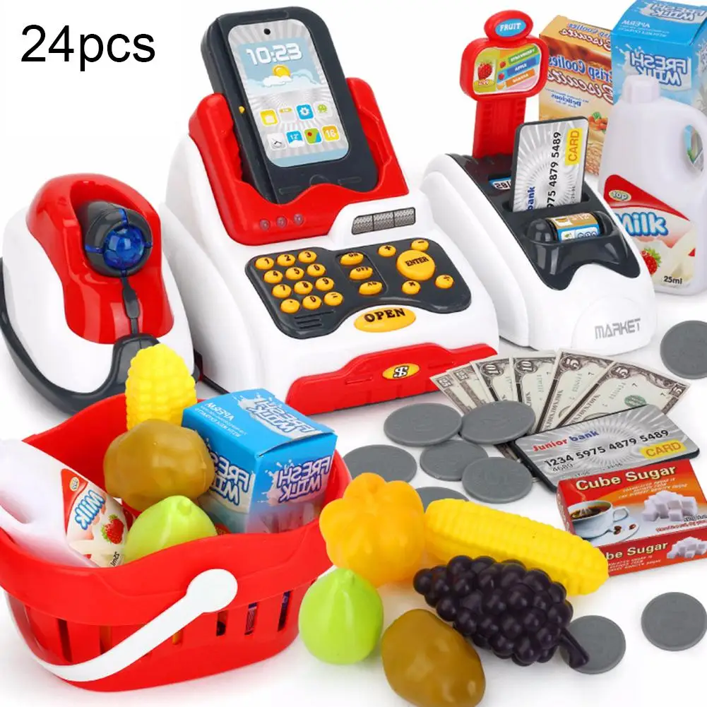 24 шт./компл. светодиодный музыкальный магазин кассовый аппарат сканер еда модель