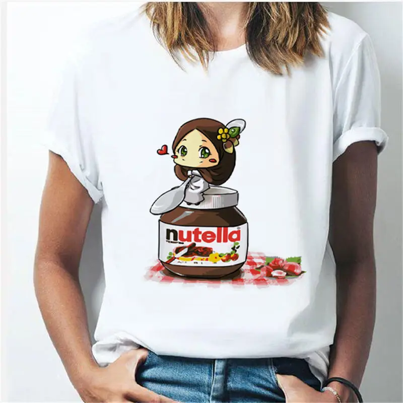 

Nutella Printed tshirt Women 90s Harajuku Ullzang Fashion T-shirt Graphic Cute Cartoon Tshirt Hipster Tumblr Female T Shirt