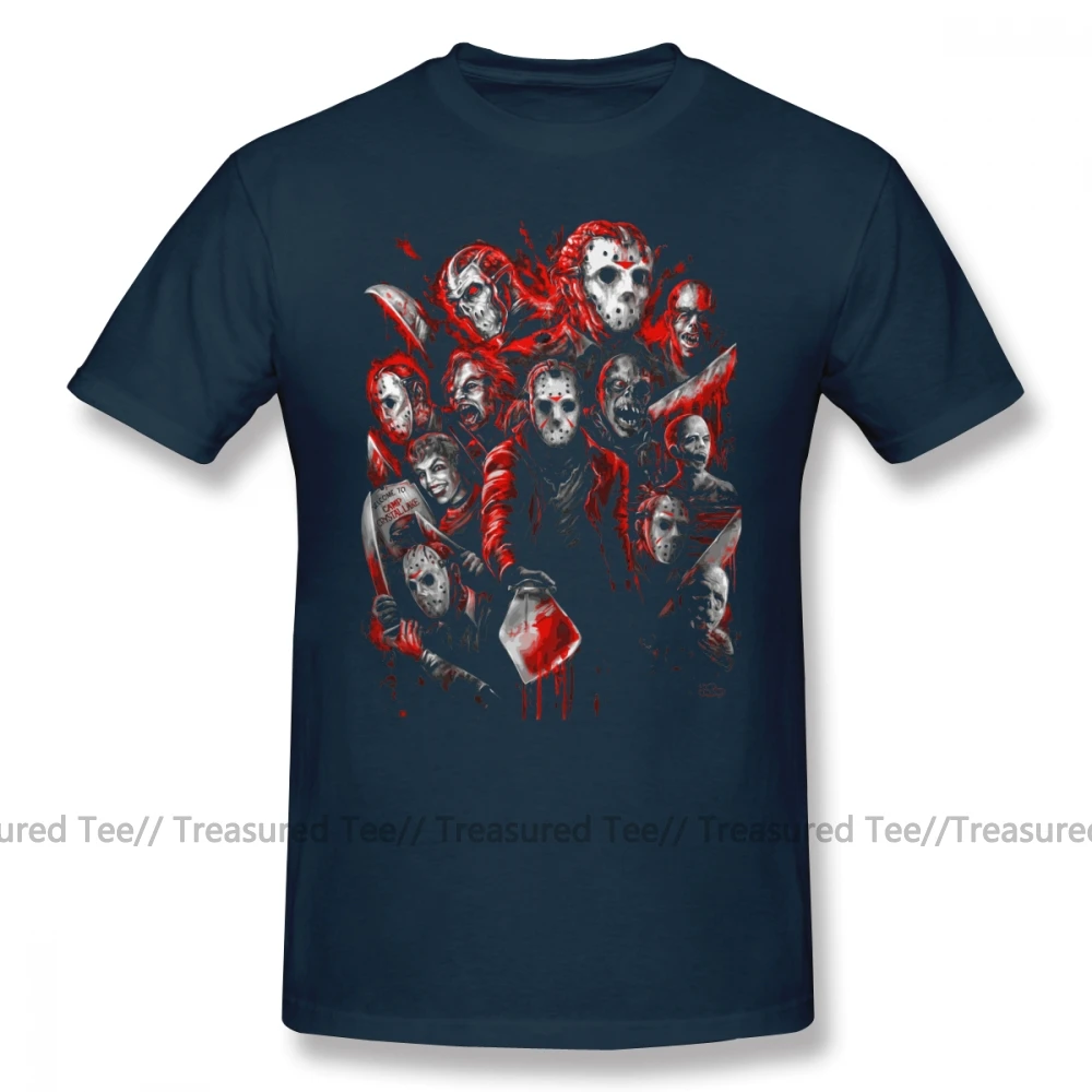Футболка Jason Voorhees, футболка Jason Voorhees с множеством лиц, Милая футболка с короткими рукавами, Классическая футболка из 100 хлопка с графикой 5x - Цвет: Navy Blue