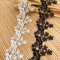 5 yards soluble white black polyester embroidered lace trim ribbon handmade diy sewing craft for costume hat decoration