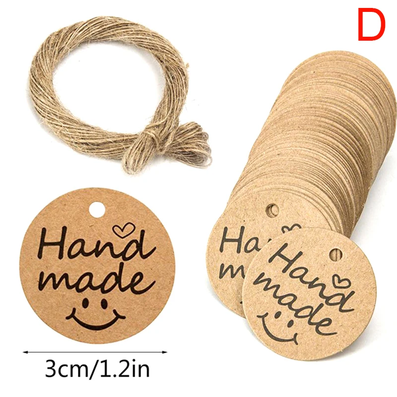 

Thank you Kraft Paper Gift Packaging Tags Handmade Party With 20M Twine100pcs)
