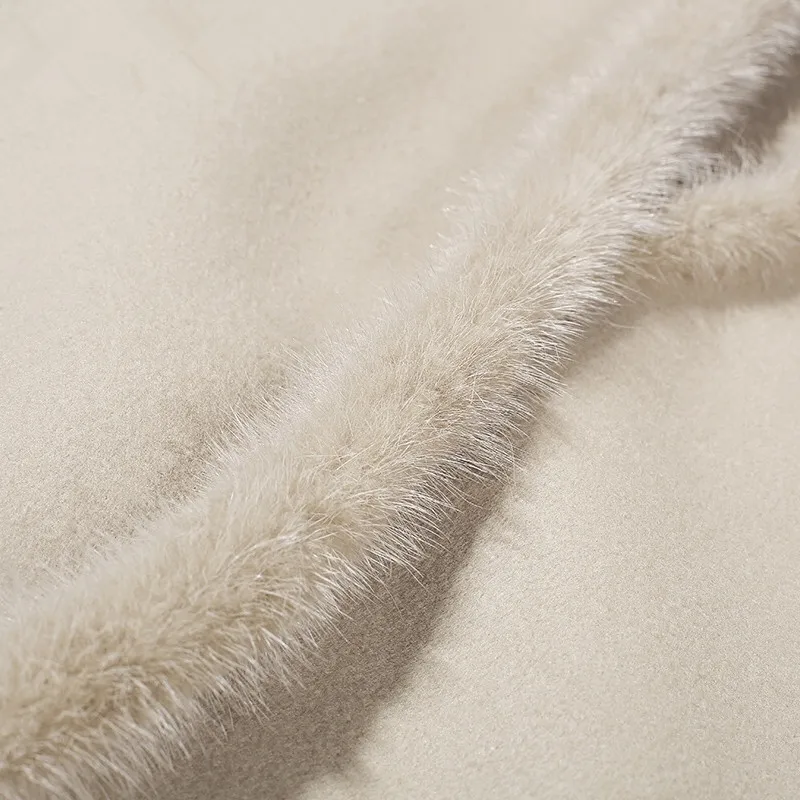 

Wool 2020 Coat Female Autumn Winter Double Cashmere Jackets For Women Natural Mink Fur Collar manteau femme hiver