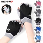 Велосипедные перчатки с открытыми пальцами унисекс, Нескользящие дышащие спортивные перчатки для тренажерного зала, нескользящие перчатки для тренировок и тяжелой атлетики