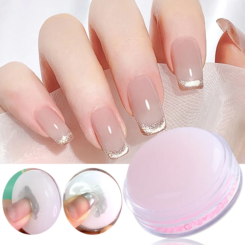 

Silicone Nail Art Stamper Clear Jelly Nail Stamper DIY Printing Stamping Plate French Style Manicure Tools for DIY Nail Decor #G