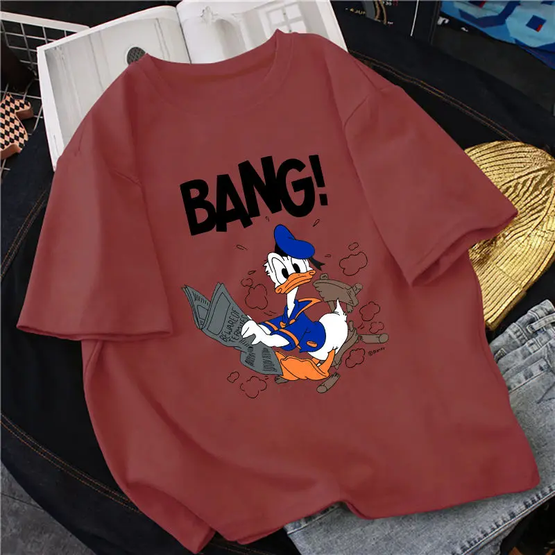 

Disney Summer Student Korean Loose Harajuku Style Donald Duck Collection Cotton Short Sleeve T-Shirt Women's Wear