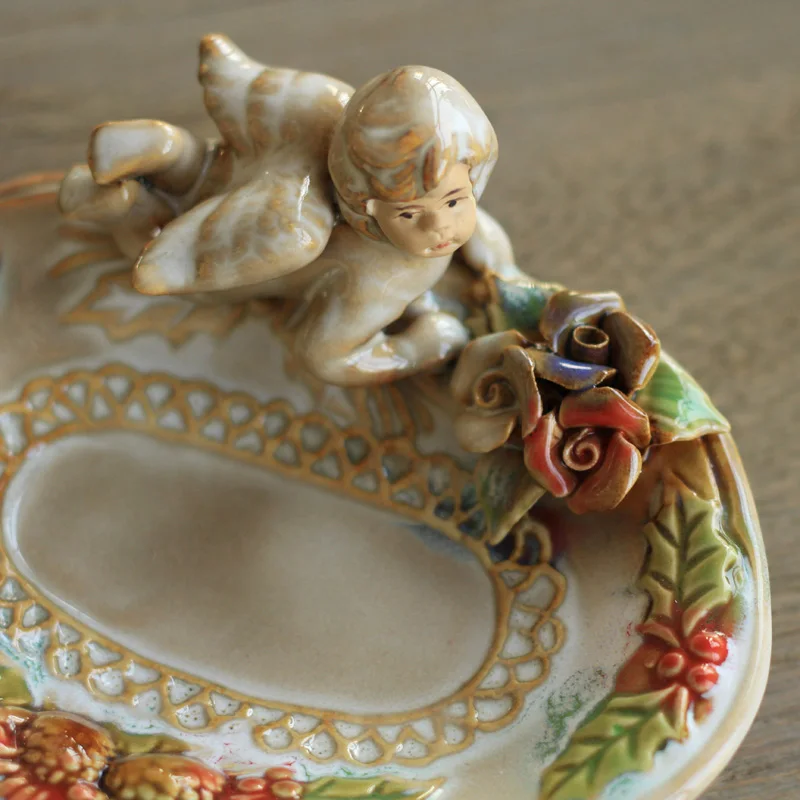 

European Pastoral Village Angel Home Furnishing Bathroom Supplies Fruit saucer Ceramic Dish Soap Box Sushi dish Small plate gift