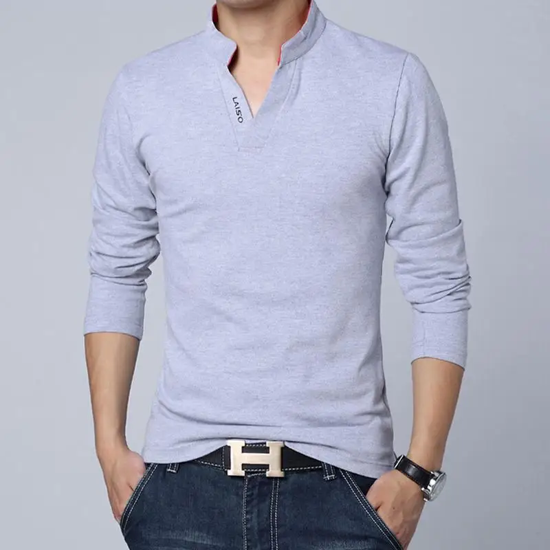 Мужская Однотонная рубашка поло с длинным рукавом Camisa PoloShirts Masculina повседневные