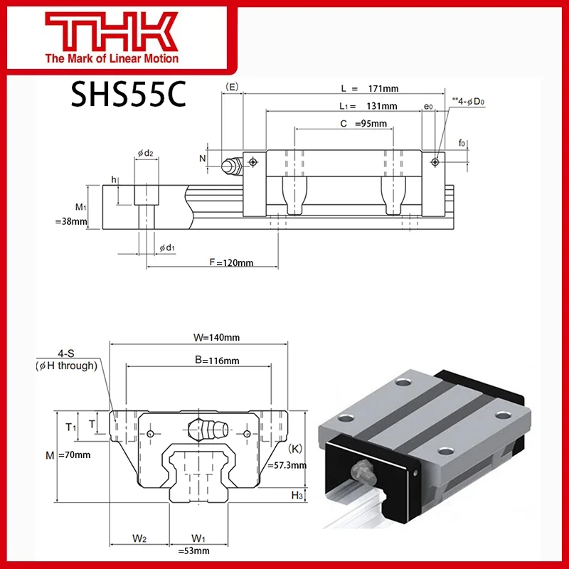 Оригинальный Новый THK линейный направляющий блок SHS 55 SHS55 SHS55C SHS55CUU SHS55CSS SHS55C1UU SHS55C1SS