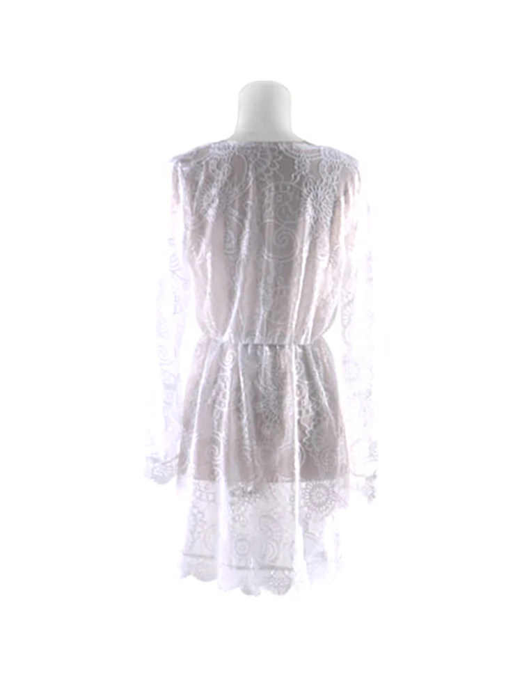 

Bikini Cover Up 2020 New Beachwear Floral Lace Crochet Swimsuit Summer Bathing Suit Sexy Hollow Cover-Ups White Beach Dress