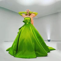 new arrival green fashion elegant prom dress strapless ruffles long ball gown women formal evening party gowns custom made