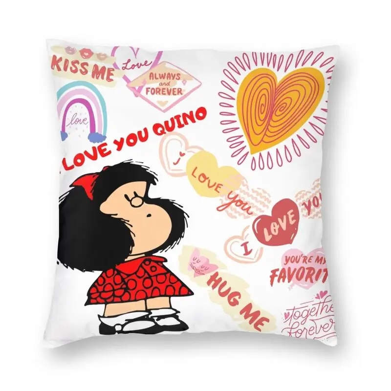 

Наволочка для подушки Mafalda Quino Comics Tribute 45x45 см, домашний декор, 3D печать, комикс, наволочка для подушки для гостиной, с двух сторон