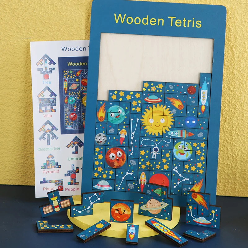 

Wooden Jigsaw Puzzle Kids Toys Montessori Materials Universe Space Educational Toys For Children Tangram Learning Toys