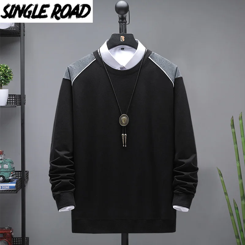 Толстовка мужская оверсайз с круглым вырезом составного кроя|Мужские толстовки