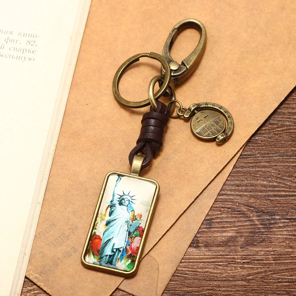 Креативный стеклянный брелок в форме квадрата и статуи Свободы фото чудо с