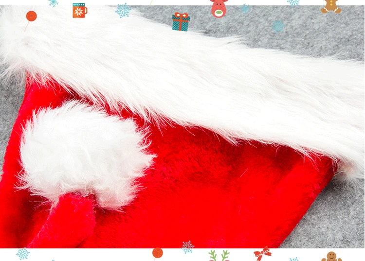 

45*31cm Santa Hat Winter Warm Christmas High-grade Plush Adult Hat To Increase Thickening Big Ball Soft Plush Christmas Hat