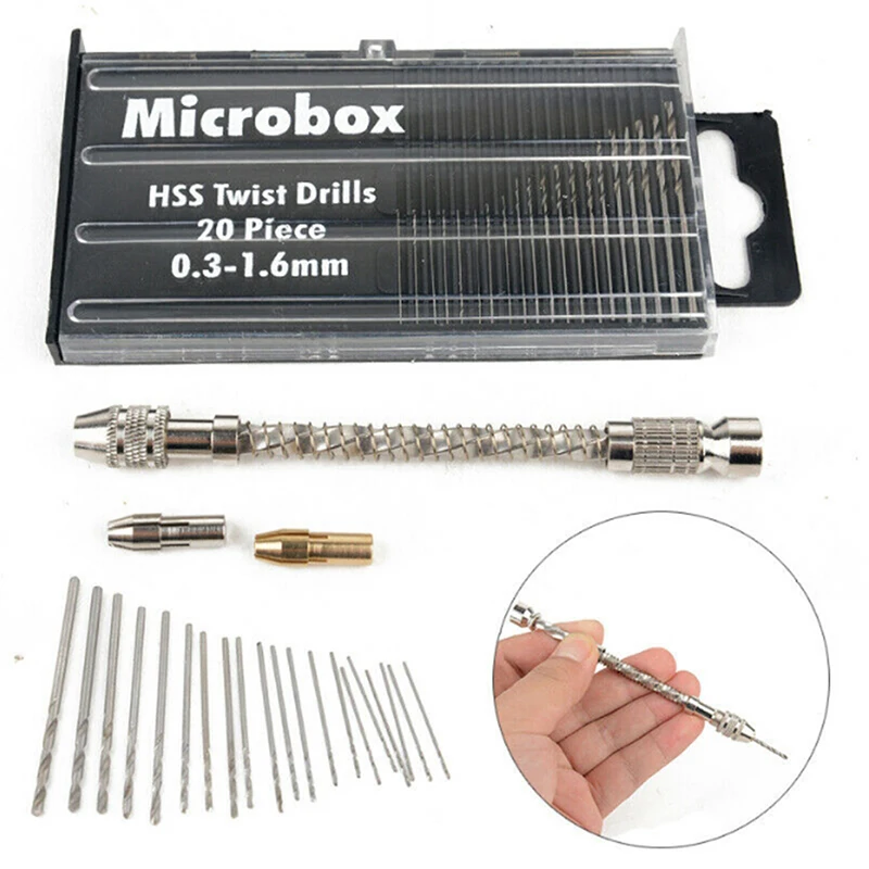20 штук мини набор сверл из быстрорежущей стали с микро спиральное сверло комплект 0,3 мм-1,6 мм модель корабля с Чехол Инструменты для ремонта ...