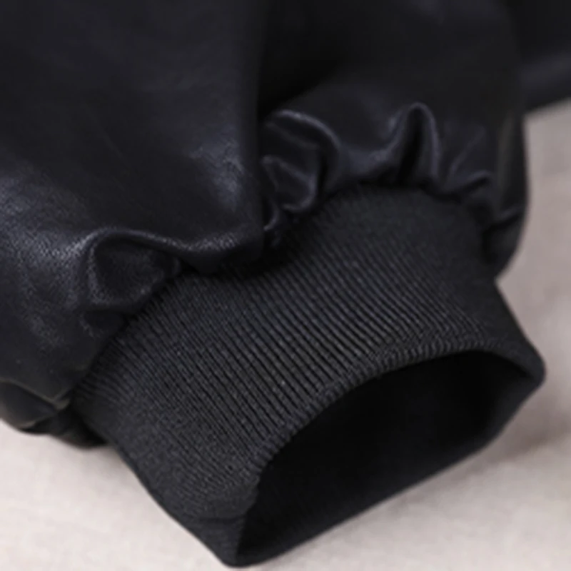 

Lautaro Spring Black Soft Oversized Leather Jacket Women Drop Shoulder Long Sleeve Zipper Autumn Loose Korean Fashion Clothing