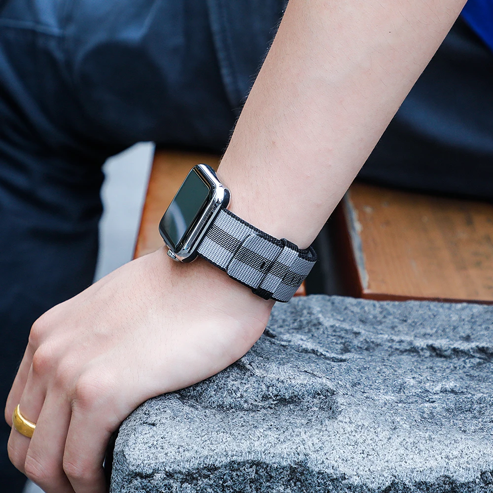 Ремешок нейлоновый Плетеный для Apple Watch Band 44 мм 40 iwatch band 42 38 браслет наручных часов