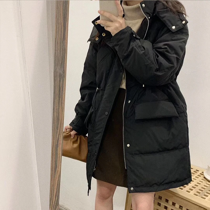 Женская длинная куртка с капюшоном Fitaylor свободное пуховое пальто на белом утином