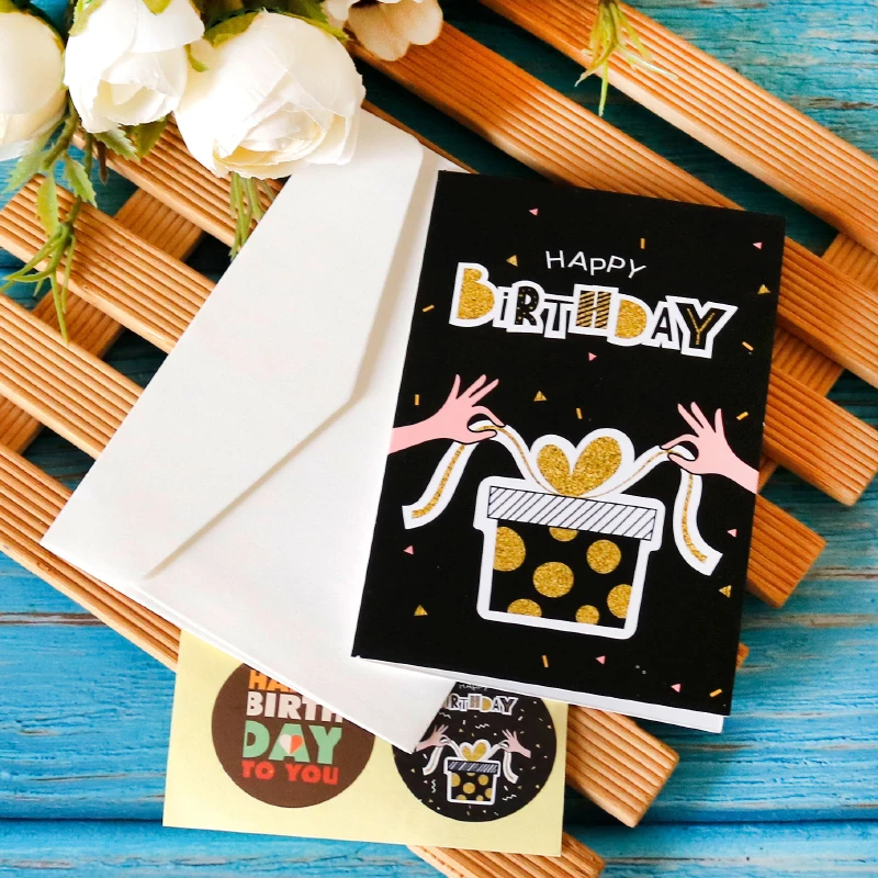 6sets Happy Birthday Cards Cute Balloon Assorted Greeting Card with Envelopes and Stickers Party Folded Gift | Дом и сад