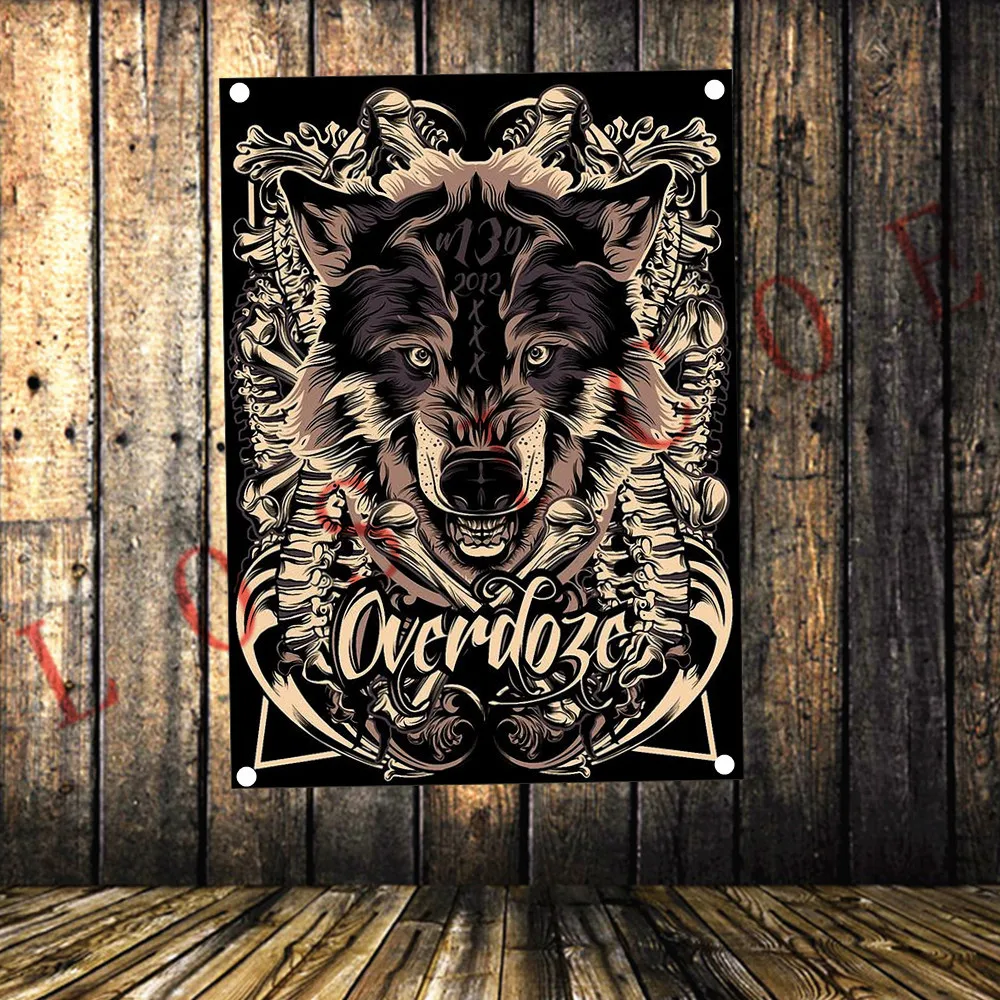 

Rock music band classic Tattoo poster flag banner tapestry Hanging painting wall hanging Bar cafe home Background decor cloth