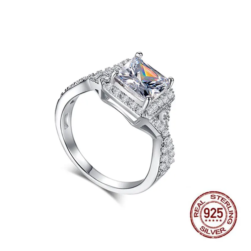 Посеребренное 1.2ct 7 мм AAAAA фианит обручальное кольцо для юбилея изысканное