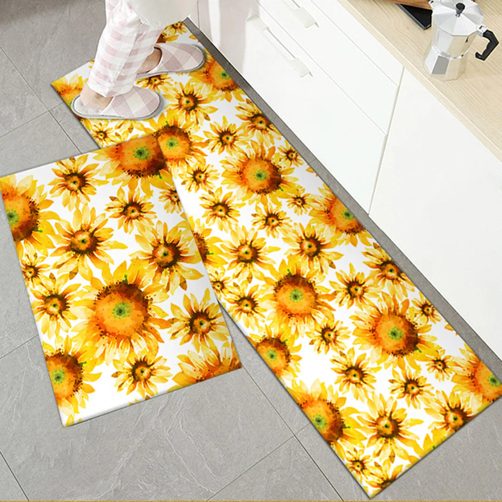 

Kitchen Mat 2pcs Sunflower Non-Skid Kitchen Rug Runner Floor Mat Carpet for Kitchen Floor Bathroom Laundry Doorway