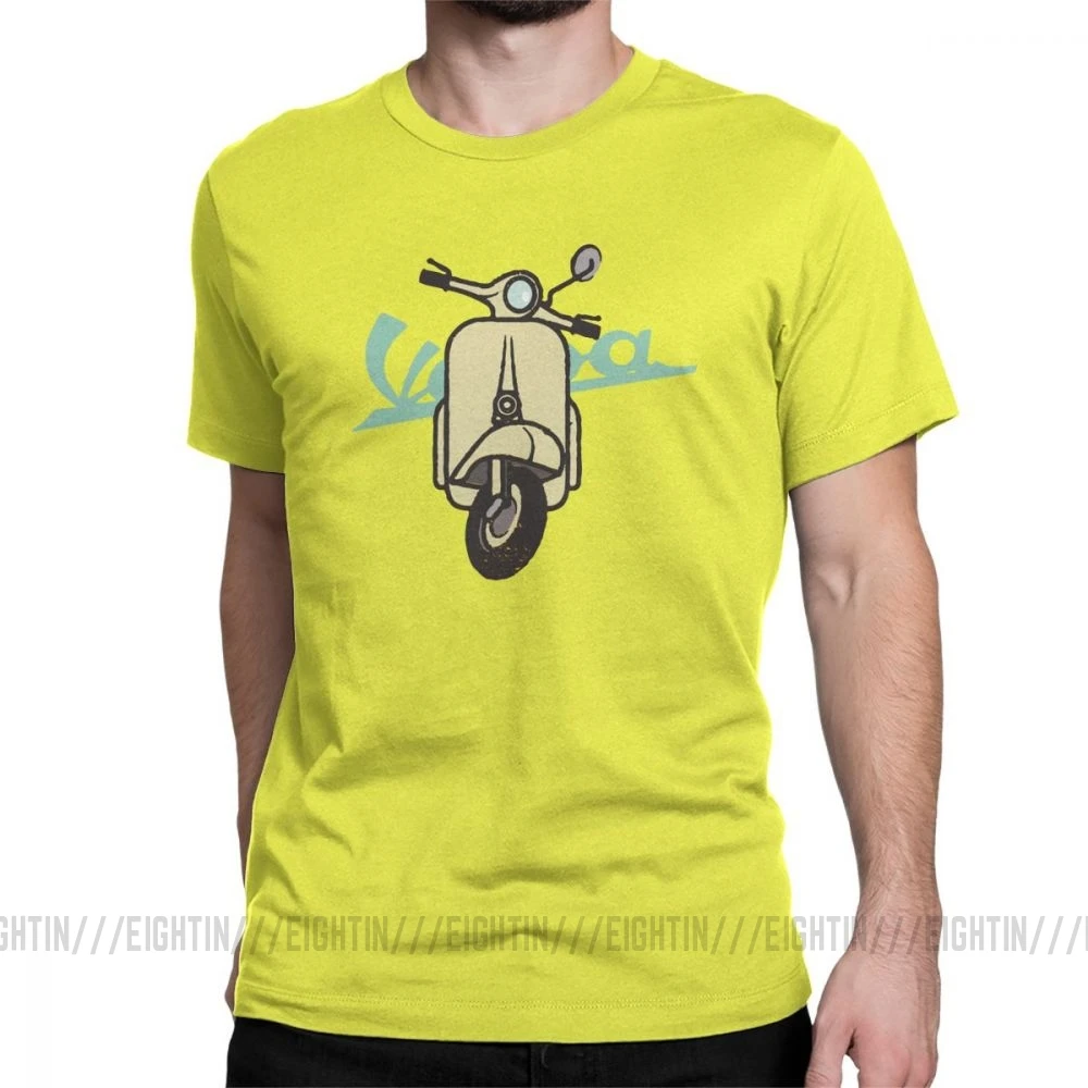Мужская футболка Vespa, забавная футболка с короткими рукавами, одежда с круглым вырезом, хлопковые классические футболки - Цвет: Цвет: желтый