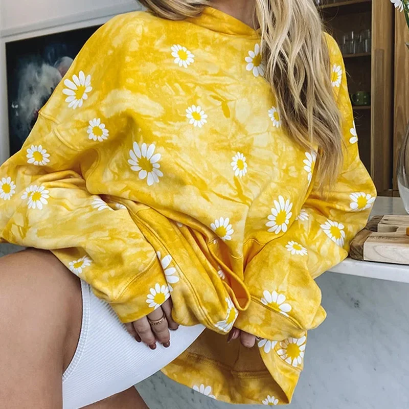 

Fashion Tie Dye Printed Sweatshirts Women Autumn Hoodies 2020 Loose Long Sleeve Prokets Harajuku Ladies Hooded Pullovers mujer