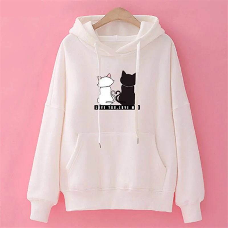 

Streetwear Hoodies Women Sweatshirt Cute Cat Print Sweatshirt Autumn Long Sleeve Hoodies Harajuku Hoodie Women Sudadera Mujer
