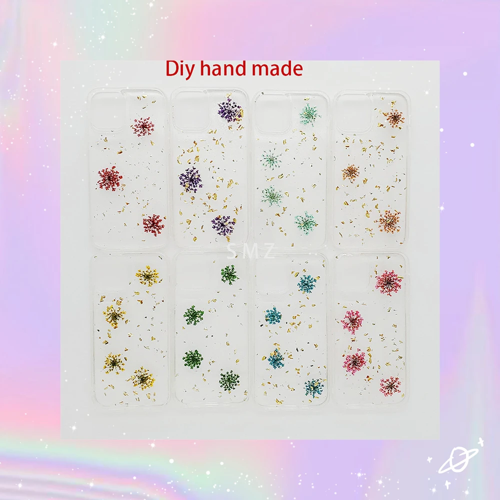 

Vivo X50 Pro Glitter Bling Dried Real Flower DIY Phone Case Casing X60Pro Y12 s Y20 V20 Back Cover Y70 Silicon TPU Bumper Fundas
