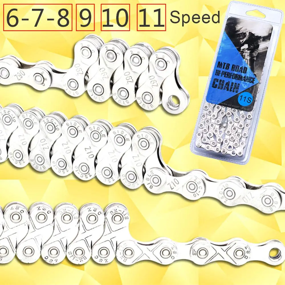 

Mountain Road Bike Chain 8/9/10/11 Speed Fully Electroplated with Quick Release Buckle Single Speed Dead Coaster Electroplated S