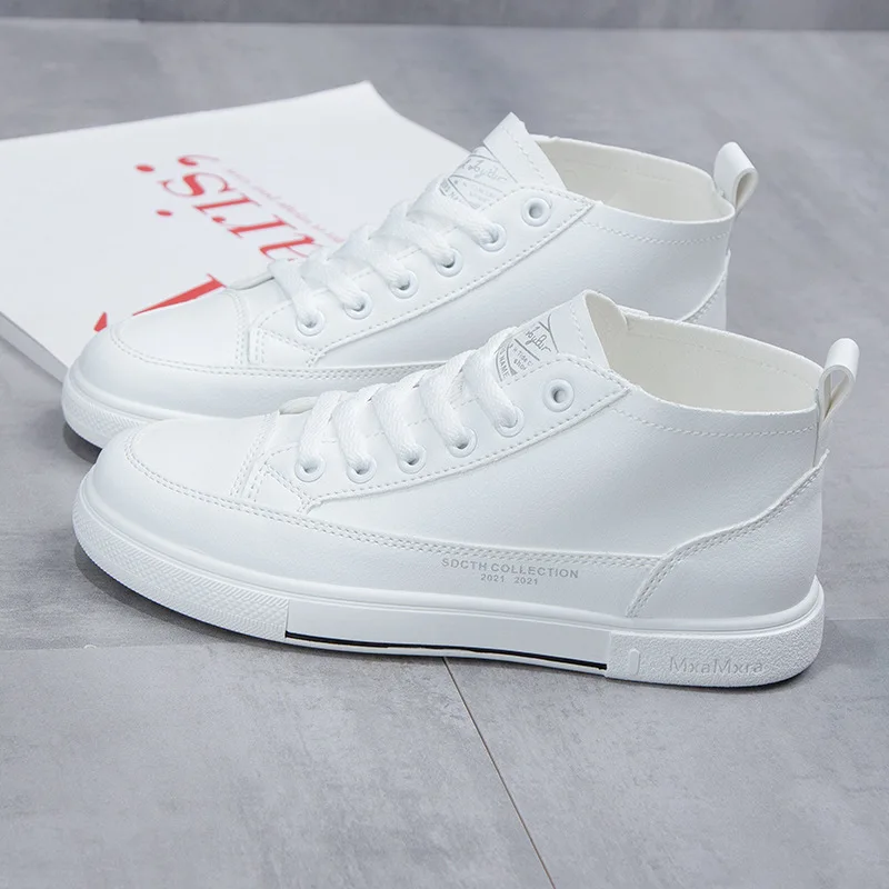 

White Sneakers Women Spring Casual Shoes High Top Ankle Shoes 2021 Spring New Female High Top Sneakers Flat Casual Female Shoe