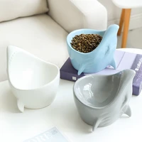 pet dog bowl ceramic high foot cat food drinking basin anti knock over neck protection bowls