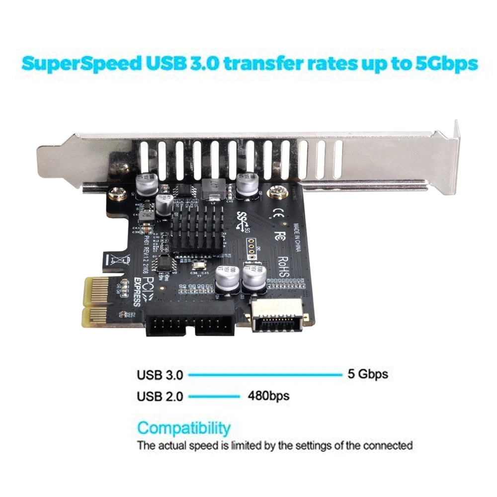 5Gbps Type-E USB 3 1 Передняя панель и 2 0 для PCI-E 1X ЭКСПРЕСС-карта VL805 адаптер материнской