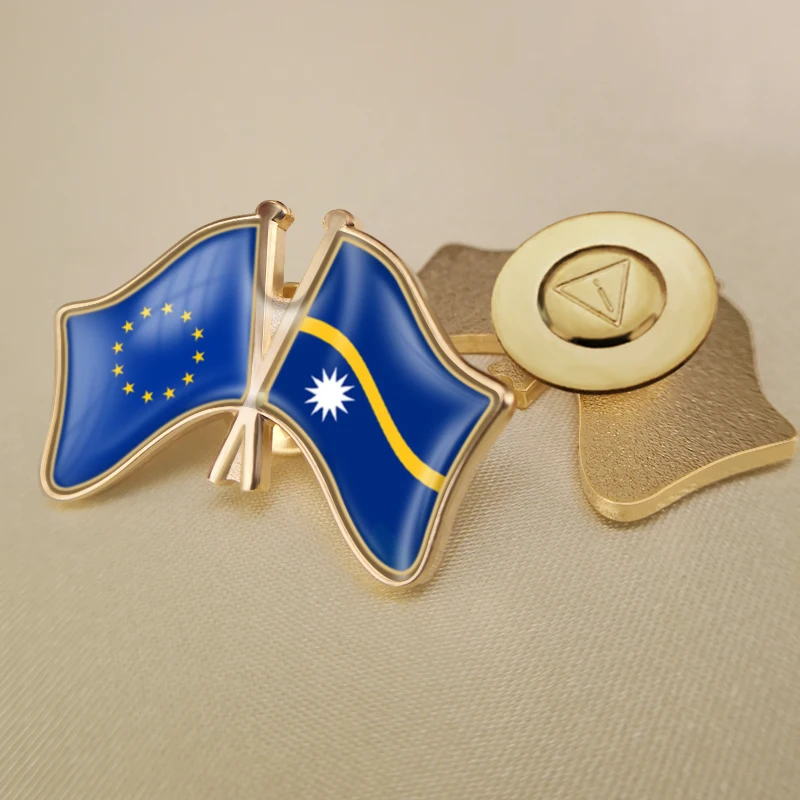 Европейский союз и Nauru перекрестные двойные фотообои брошь | Украшения
