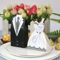 50100pcs bride and groom wedding favor and gifts box candy box diy chocolate box with ribbon souvenirs party wedding decoration