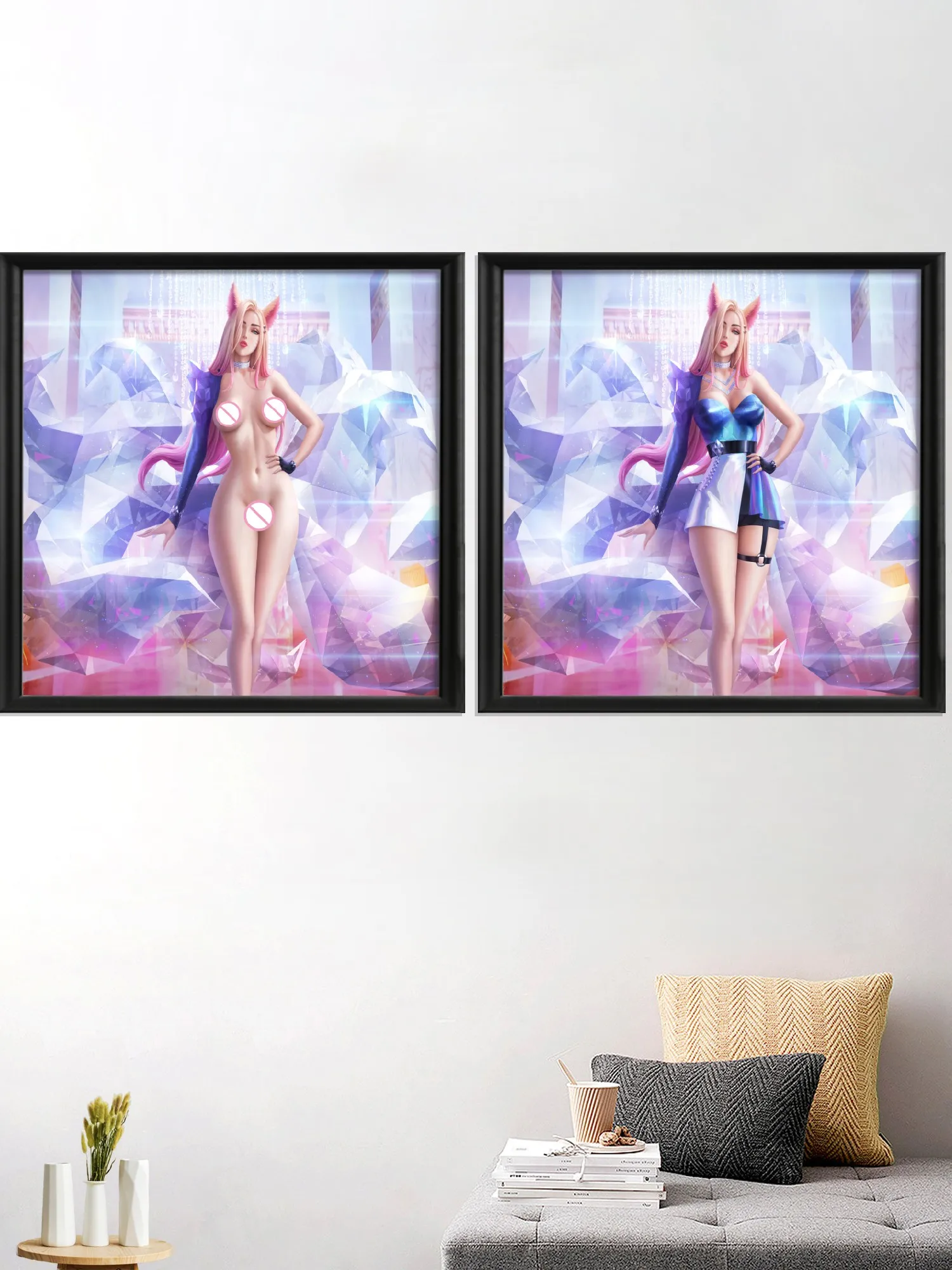 

Ahri Лига Легенд LOL игра мультфильм сексуальная обнаженная девушка аниме художественный плакат украшение принты Декор для гостиной шелк на з...