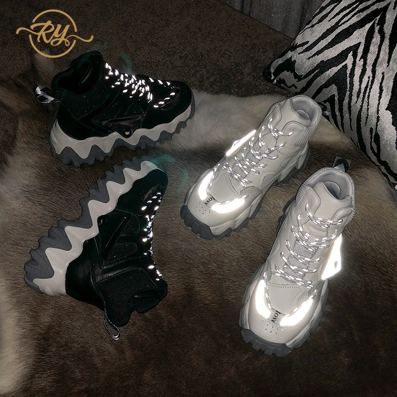 Женские Дизайнерские кроссовки на платформе повседневные из натуральной кожи в