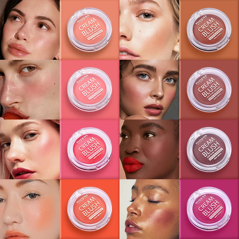 

PHOERA 8 Colors Natural Lasting Blush Cream Not Fragile Waterproof Matte Blusher Brighten Face Contour Blush Paste Makeup TSLM1