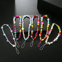 sweet girls colorful beads mobile phone chains soft pottery little flower stars letters mobile phone straps y2k accessories