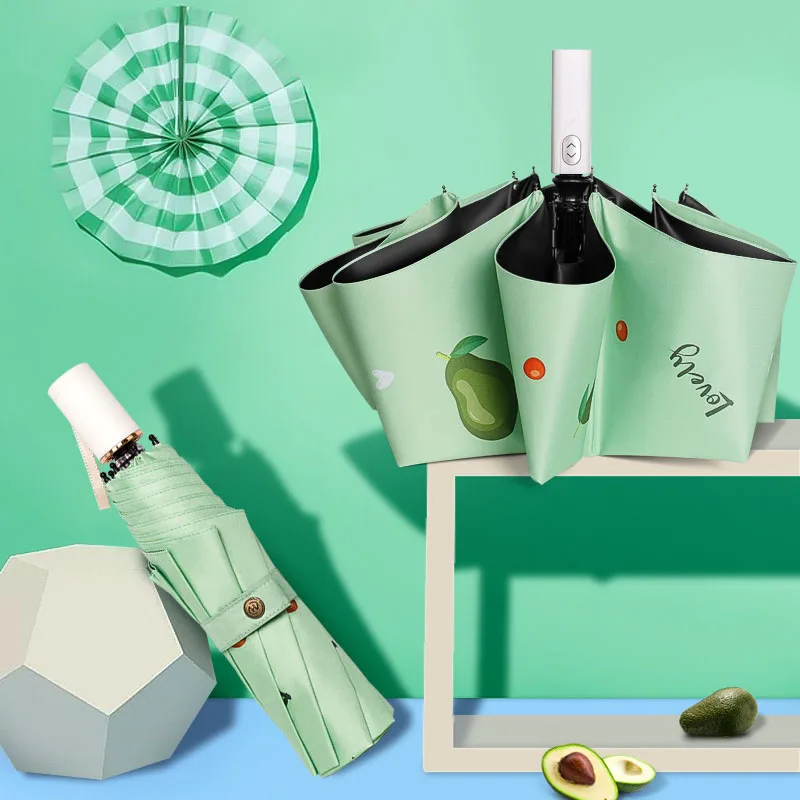 

Cute Fruit Style Full-automatic Sunny Umbrella For Women Girl Portable Folding Sunshade Sunscreen Anti-ultraviolet Sun Umbrellas