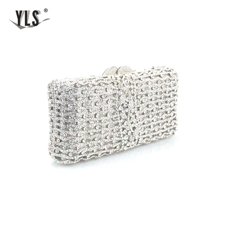 Women Silver Diamond Bag Crystal Clutch Fashion Evening Party Purse Bridal Flower Rhinestones Handbag Ladies Torebki Damskie | Багаж и