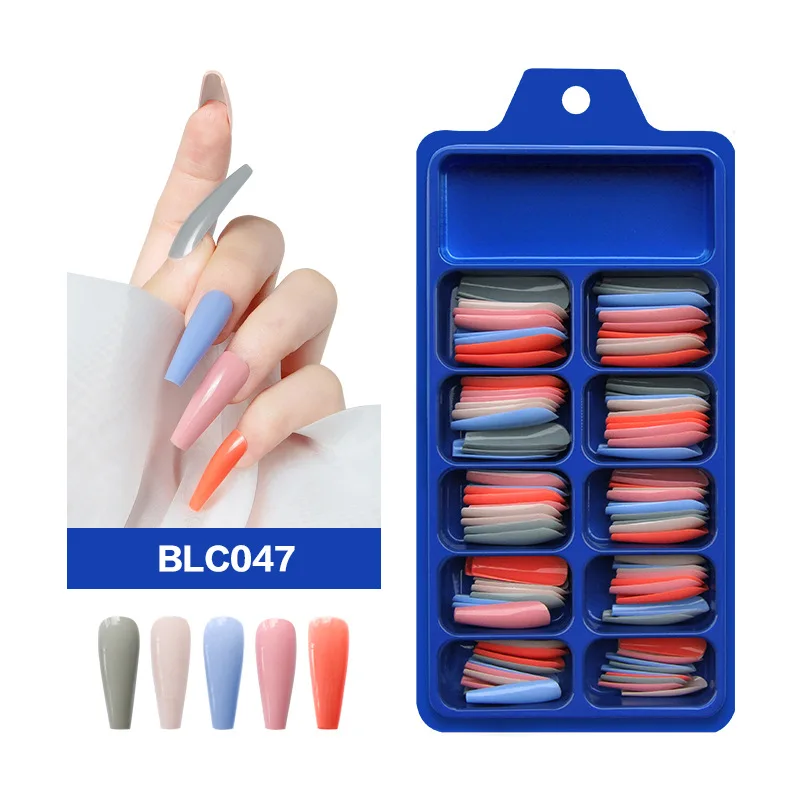 100 шт./компл. полное покрытие Длинные накладные ногти балерины гроб квадратные