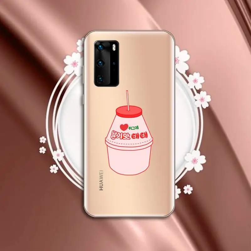 

Strawberry Banana Milk Drink luxury mobile Phone Case funda Transparent for Huawei P honor 8 10i 20 30 40 smart 2019