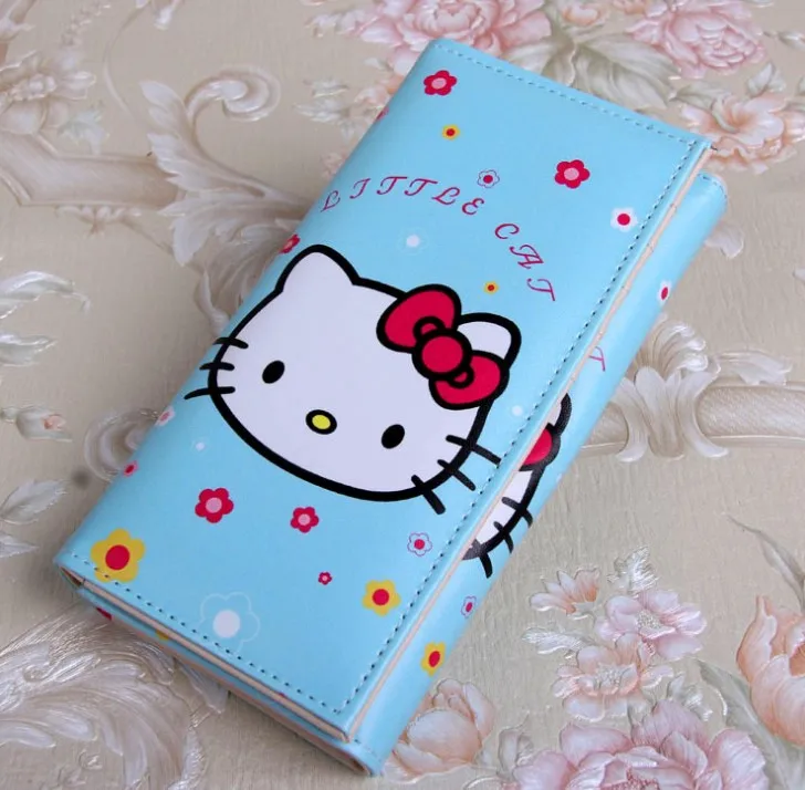 Новинка, милый Длинный кошелек из искусственной кожи с рисунком hello kitty для девушек и студентов, для отдыха, Дамский кошелек для монет, подарок на день рождения, держатель для карт, клатч
