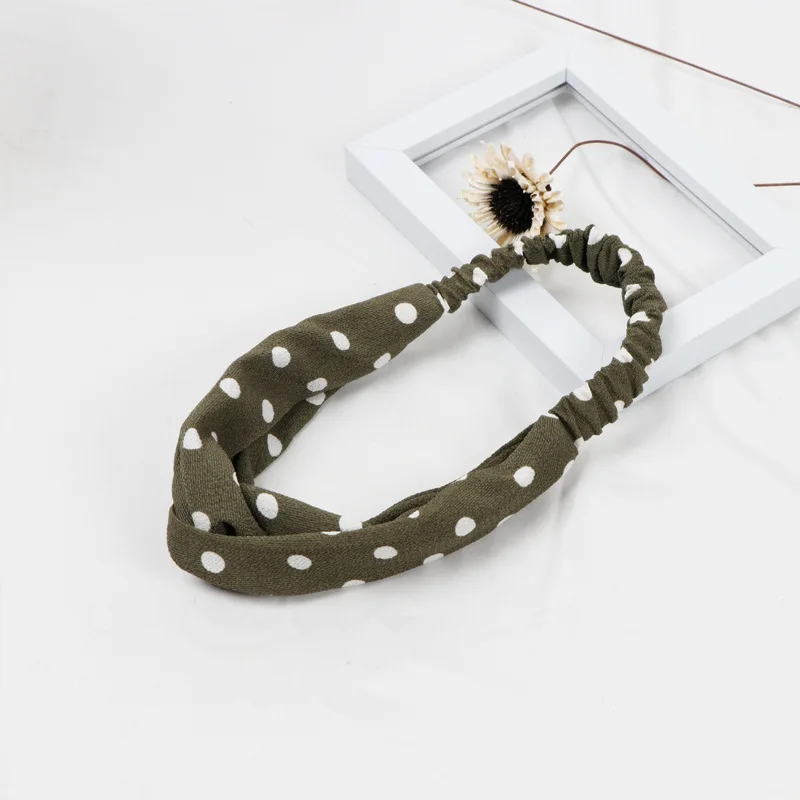 

Classic polka dot hair accessories cross cloth net red hair band wild wave dot elastic headband sports makeup yoga hair band